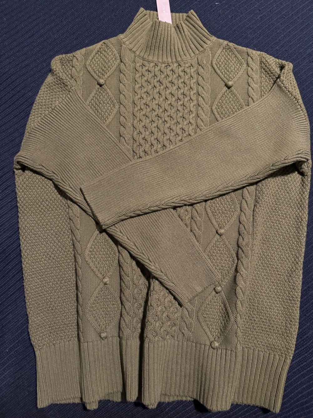 J. Crew Olive Green Cable Turtleneck Sweater